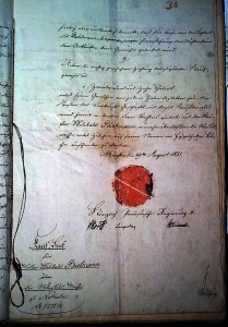 Kaufvertrag über den Verkauf der Mühle an den ehemaligen Pächter Bietmann 1821